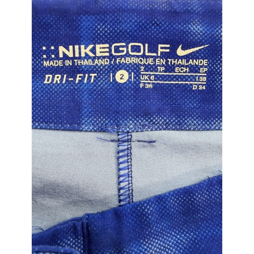 Nike Dri-FIT Plaid Performance Golf Shorts Womens 2 Blue - Picture 7 of 11